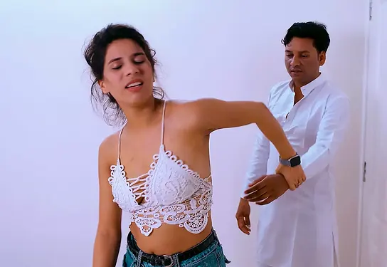 Step step-sister gets her cunt smashed in from the rear by her desi BOYFRIEND