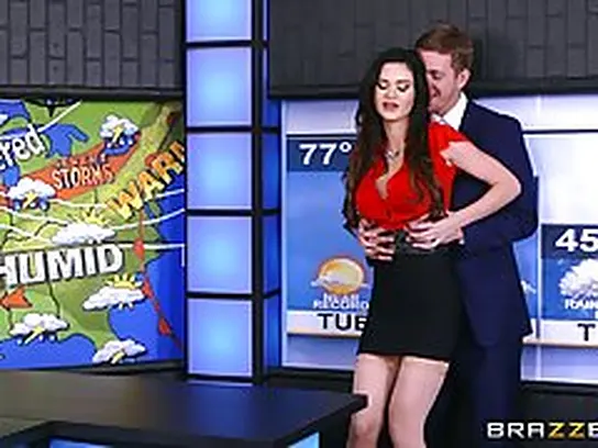 Buxom weather stunner, Kendall Karson demonstrated her milk funbags to a stud she dreamed to smash